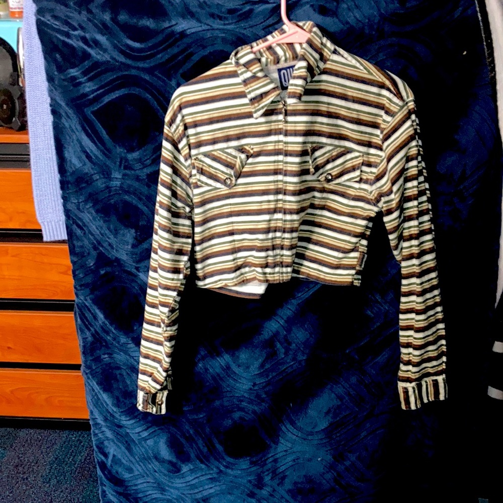 Off white brown and black cropped jacket